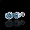 Image 2 : 1.15 ctw Fancy Intense Blue Diamond Art Deco Earrings 18K White Gold