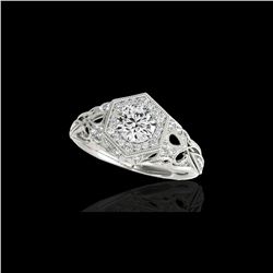 1.4 ctw Certified Diamond Solitaire Antique Ring 10K White Gold