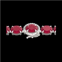 23.25 ctw Ruby & VS/SI Diamond Eternity Micro Bracelet 14K White Gold