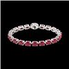 Image 2 : 23.25 ctw Ruby & VS/SI Diamond Eternity Micro Bracelet 14K White Gold