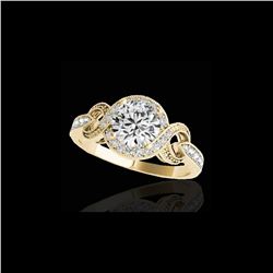 1.33 ctw Certified Diamond Solitaire Halo Ring 10K Yellow Gold