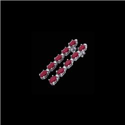 17.97 ctw Ruby & VS/SI Certified Diamond Tennis Earrings 10K White Gold