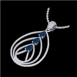 2 ctw Sapphire & Micro Pave VS/SI Diamond Necklace 18K White Gold