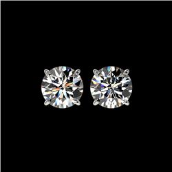 3 ctw Certified Diamond Solitaire Stud Earrings 10K White Gold