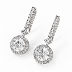 4.25 ctw Diamond Designer Earrings 18K White Gold