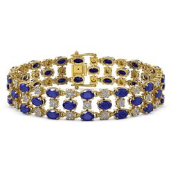 17.74 ctw Sapphire & Diamond Row Bracelet 10K Yellow Gold