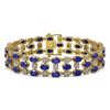 Image 1 : 17.74 ctw Sapphire & Diamond Row Bracelet 10K Yellow Gold