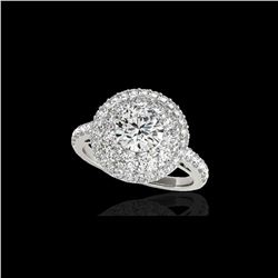 2.09 ctw Certified Diamond Solitaire Halo Ring 10K White Gold