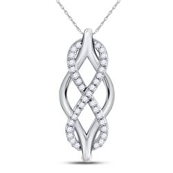 10kt White Gold Round Diamond Vertical Infinity Pendant 1/12 Cttw