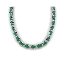 55.5 ctw Emerald & VS/SI Certified Diamond Eternity Necklace 10K White Gold