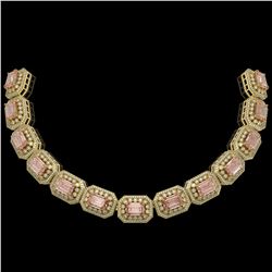 52.65 ctw Morganite & Diamond Victorian Bracelet 14K Yellow Gold
