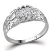 Image 1 : Sterling Silver Mens Round Diamond Cluster Nugget Ring 1/20 Cttw