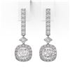 Image 2 : 3 ctw Cushion Cut Diamond Designer Earrings 18K White Gold
