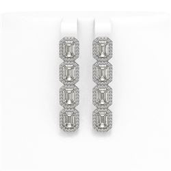 6.08 ctw Emerald Cut Diamond Micro Pave Earrings 18K White Gold