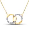 Image 1 : 10kt Yellow Gold Round Diamond Interlocking Double Circle Pendant Necklace 1/10 Cttw