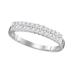 10kt White Gold Round Diamond Double Row Band 1/3 Cttw