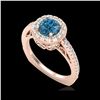 Image 1 : 1.55 ctw Fancy Intense Blue Diamond Art Deco Ring 18K Rose Gold