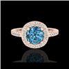 Image 2 : 1.55 ctw Fancy Intense Blue Diamond Art Deco Ring 18K Rose Gold