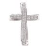 Image 1 : 10k White Gold Round Pave-set Diamond Cross Pendant 1/2 Cttw