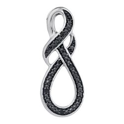 Sterling Silver Round Black Color Enhanced Diamond Infinity Pendant .03 Cttw
