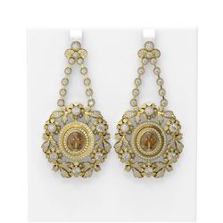 25.78 ctw Canary Citrine & Diamond Earrings 18K Yellow Gold