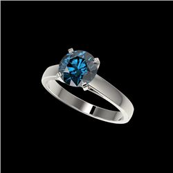2.04 ctw Certified Intense Blue Diamond Engagement Ring 10K White Gold