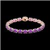 Image 2 : 19.25 ctw Amethyst & VS/SI Diamond Micro Pave Bracelet 14K Rose Gold