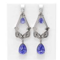 29.54 ctw Tanzanite & Diamond Earrings 18K White Gold