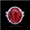 Image 1 : 12 ctw Ruby & Micro Pave VS/SI Diamond Certified Ring 18K White Gold