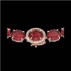 145 ctw Pink Tourmaline & VS/SI Diamond Micro Necklace 14K Rose Gold