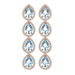 10.56 ctw Aquamarine & Diamond Micro Pave Halo Earrings 10K Rose Gold