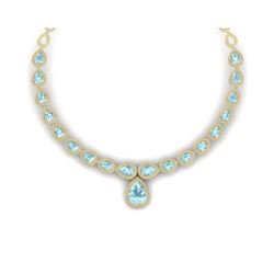54 ctw Sky Topaz & VS Diamond Necklace 18K Yellow Gold