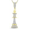 Image 1 : 10kt Yellow Gold Mens Round Diamond King Chess Piece Charm Pendant 3/8 Cttw