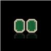 Image 1 : 10.40 ctw Emerald & Micro Pave VS/SI Diamond Earrings 18K Yellow Gold
