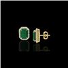 Image 2 : 10.40 ctw Emerald & Micro Pave VS/SI Diamond Earrings 18K Yellow Gold