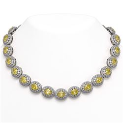 89.35 ctw Canary Citrine & Diamond Victorian Necklace 14K White Gold