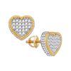 Image 1 : 10kt Yellow Gold Round Diamond Heart Fluted Cluster Stud Earrings 7/8 Cttw