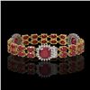 Image 2 : 21.83 ctw Ruby & Diamond Bracelet 14K Yellow Gold