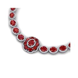 58.33 ctw Ruby & VS Diamond Necklace 18K White Gold