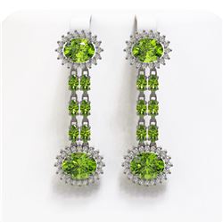 11.96 ctw Peridot & Diamond Earrings 14K White Gold
