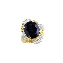 8.51 ctw Blue Sapphire & Diamond Ring 14K Yellow Gold
