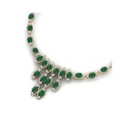 65.93 ctw Emerald & VS Diamond Necklace 18K Yellow Gold
