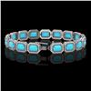 Image 2 : 23.66 ctw Turquoise & Diamond Micro Pave Halo Bracelet 10K White Gold