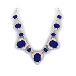 75.21 ctw Sapphire & VS Diamond Necklace 18K Rose Gold
