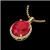 Image 2 : 12 ctw Ruby & Micro Pave VS/SI Diamond Necklace 18K Yellow Gold