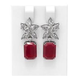 15.19 ctw Ruby & Diamond Earrings 18K White Gold