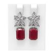 Image 1 : 15.19 ctw Ruby & Diamond Earrings 18K White Gold