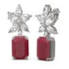 Image 2 : 15.19 ctw Ruby & Diamond Earrings 18K White Gold