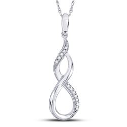 Sterling Silver Round Diamond Vertical Infinity Pendant 1/20 Cttw