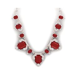 75.21 ctw Ruby & VS Diamond Necklace 18K Rose Gold